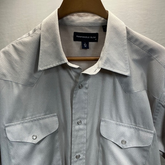 Panhandle Slim Western Shirt Diamond Pattern Snap Button Front L 16‎ 1/2 35 - Picture 3 of 11